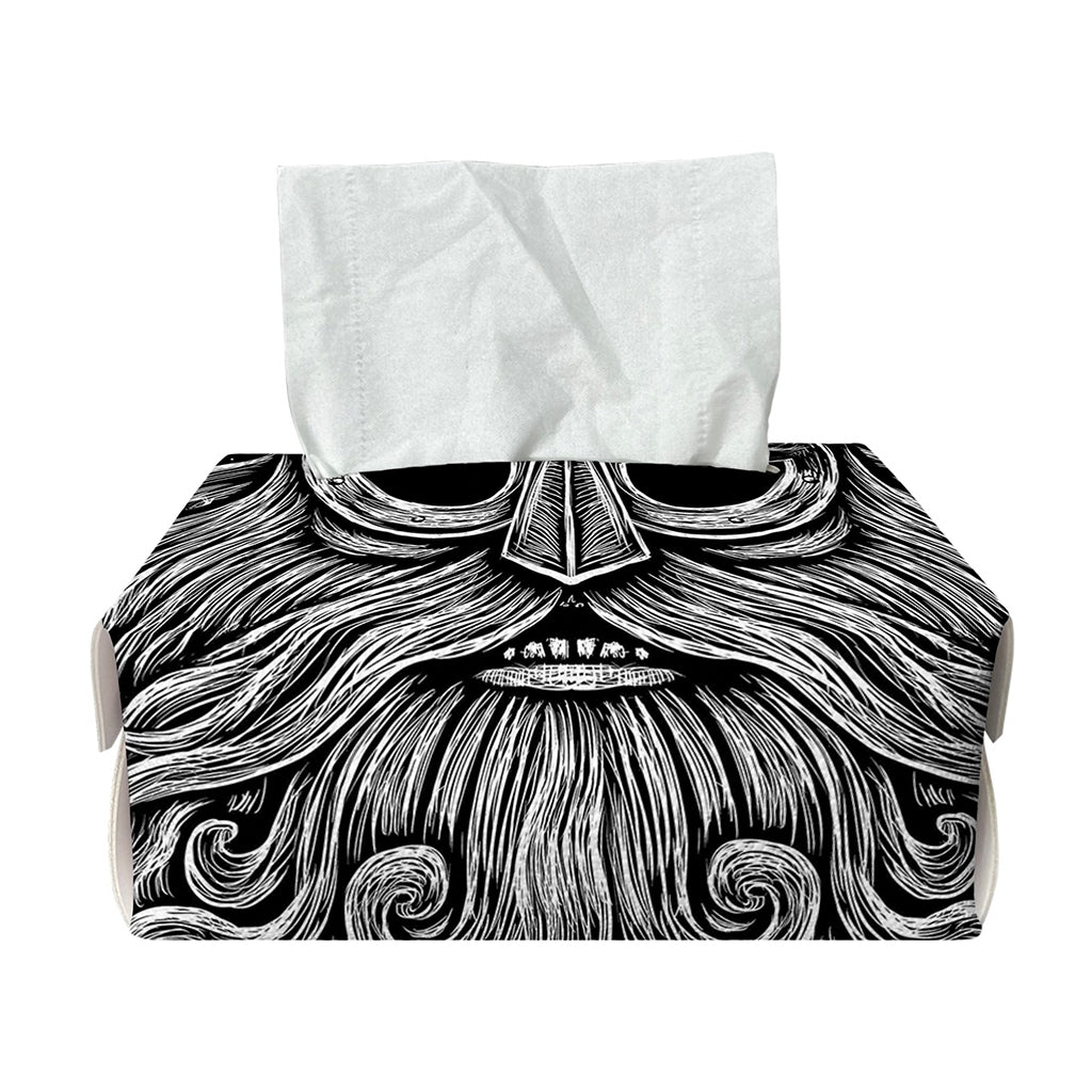 Black And White Odin With Wolfs Print Rectangle Tissue Box Cover
