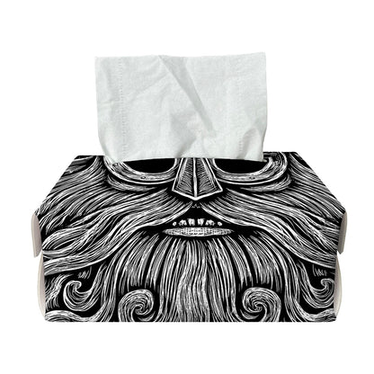 Black And White Odin With Wolfs Print Rectangle Tissue Box Cover