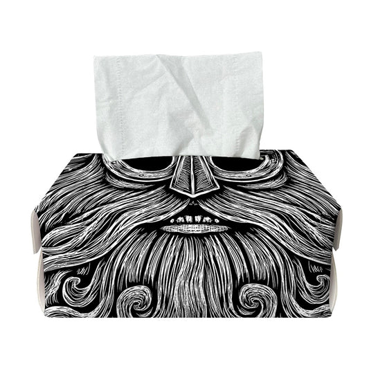 Black And White Odin With Wolfs Print Rectangle Tissue Box Cover