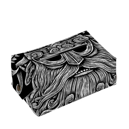 Black And White Odin With Wolfs Print Rectangle Tissue Box Cover