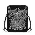 Black And White Odin With Wolfs Print Rectangular Crossbody Bag