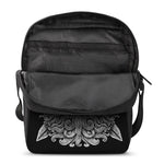 Black And White Odin With Wolfs Print Rectangular Crossbody Bag