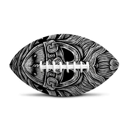 Black And White Odin With Wolfs Print Rugby Ball