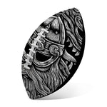 Black And White Odin With Wolfs Print Rugby Ball