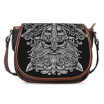 Black And White Odin With Wolfs Print Saddle Bag