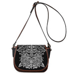 Black And White Odin With Wolfs Print Saddle Bag