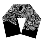 Black And White Odin With Wolfs Print Scarf