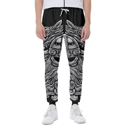Black And White Odin With Wolfs Print Scuba Joggers