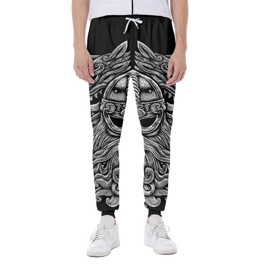 Black And White Odin With Wolfs Print Scuba Joggers
