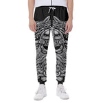 Black And White Odin With Wolfs Print Scuba Joggers