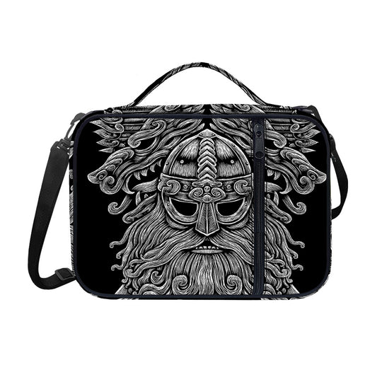 Black And White Odin With Wolfs Print Shoulder Strap Bible Bag