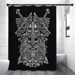 Black And White Odin With Wolfs Print Shower Curtain