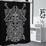 Black And White Odin With Wolfs Print Shower Curtain