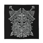 Black And White Odin With Wolfs Print Silk Bandana