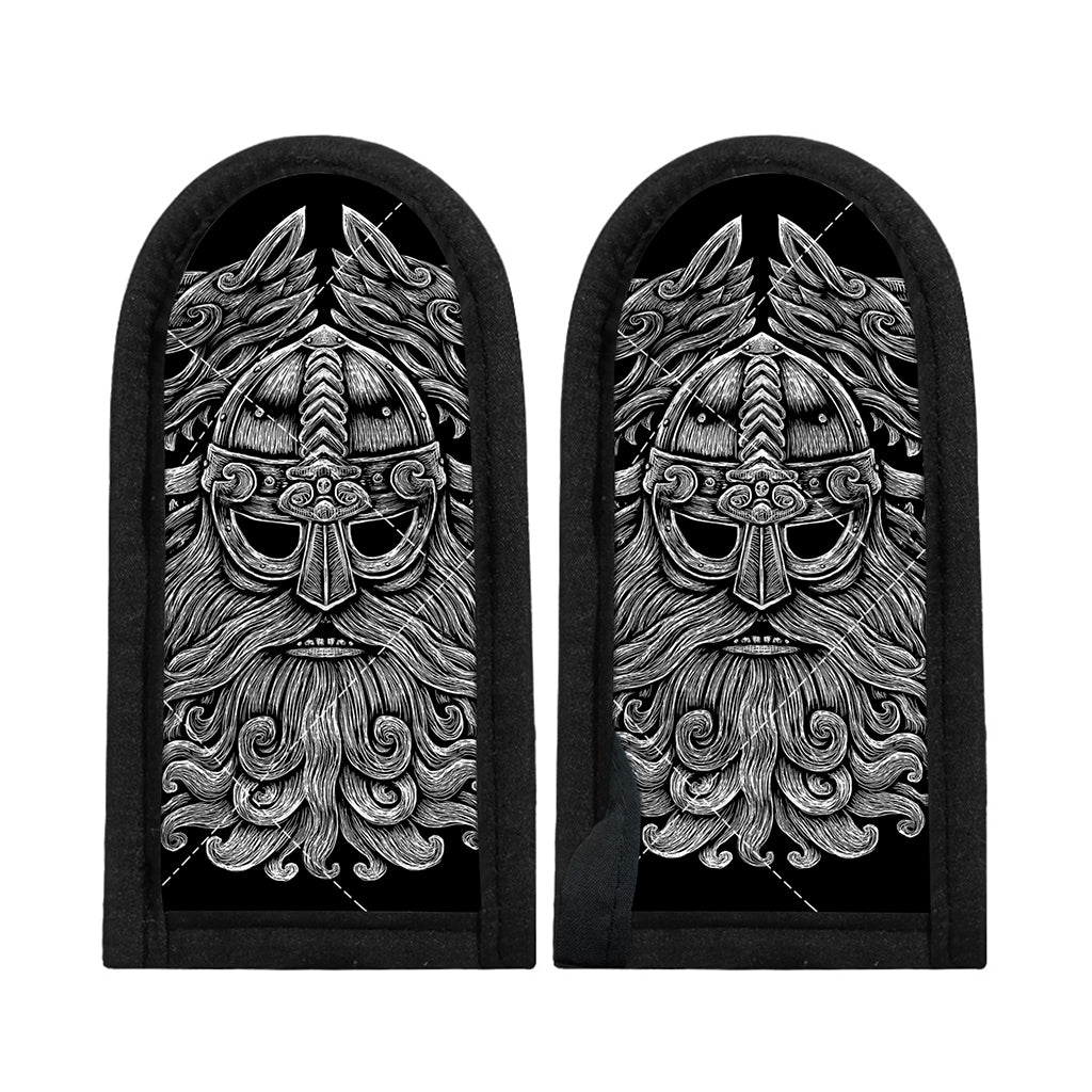 Black And White Odin With Wolfs Print Skillet Handle Cover