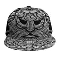 Black And White Odin With Wolfs Print Snapback Cap