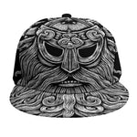 Black And White Odin With Wolfs Print Snapback Cap