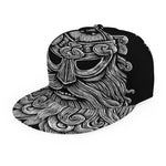 Black And White Odin With Wolfs Print Snapback Cap