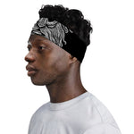 Black And White Odin With Wolfs Print Sports Headband