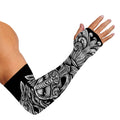 Black And White Odin With Wolfs Print Sun Protection Arm Sleeves
