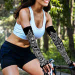 Black And White Odin With Wolfs Print Sun Protection Arm Sleeves