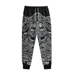 Black And White Odin With Wolfs Print Sweatpants