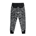 Black And White Odin With Wolfs Print Sweatpants