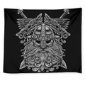Black And White Odin With Wolfs Print Tapestry