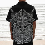 Black And White Odin With Wolfs Print Textured Short Sleeve Shirt