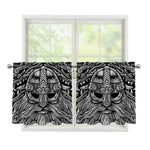 Black And White Odin With Wolfs Print Tier Curtains