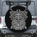 Black And White Odin With Wolfs Print Tire Cover