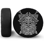 Black And White Odin With Wolfs Print Tire Cover
