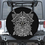 Black And White Odin With Wolfs Print Tire Cover With Camera Hole
