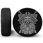 Black And White Odin With Wolfs Print Tire Cover With Camera Hole