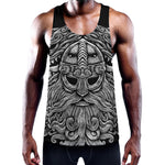 Black And White Odin With Wolfs Print Training Tank Top