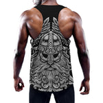 Black And White Odin With Wolfs Print Training Tank Top