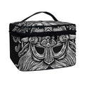 Black And White Odin With Wolfs Print Travel Makeup Bag