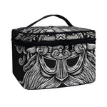 Black And White Odin With Wolfs Print Travel Makeup Bag