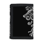 Black And White Odin With Wolfs Print Trifold Wallet