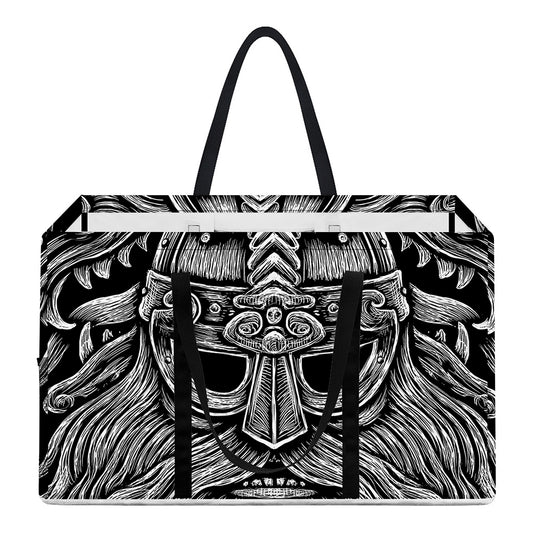 Black And White Odin With Wolfs Print Utility Tote Bag