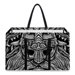 Black And White Odin With Wolfs Print Utility Tote Bag