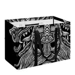 Black And White Odin With Wolfs Print Utility Tote Bag
