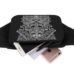 Black And White Odin With Wolfs Print Waist Bag
