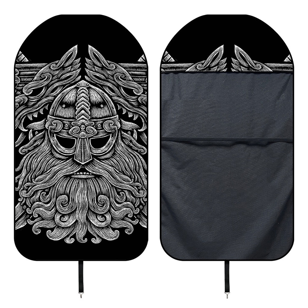 Black And White Odin With Wolfs Print Waterproof Car Seat Cover