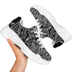 Black And White Odin With Wolfs Print White Chunky Shoes