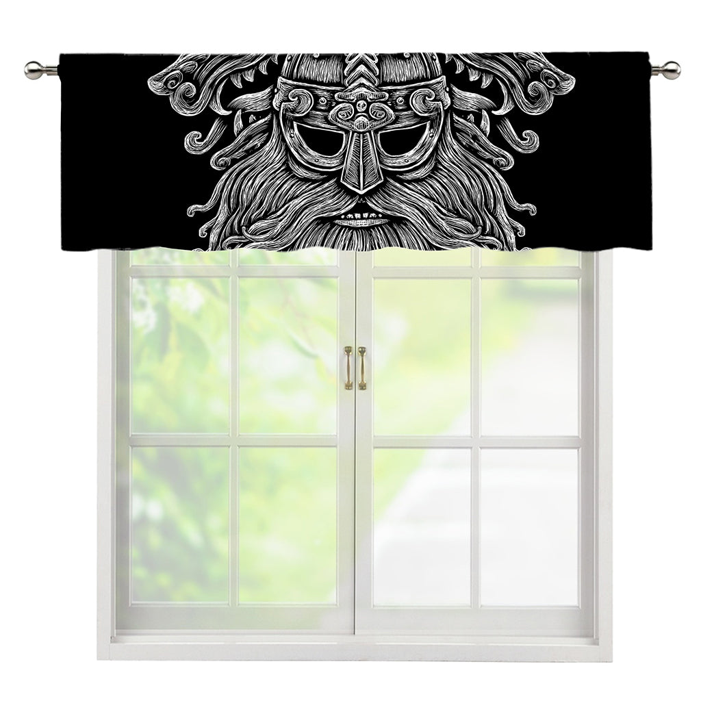 Black And White Odin With Wolfs Print Window Valance