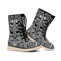 Black And White Odin With Wolfs Print Winter Boots