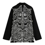 Black And White Odin With Wolfs Print Women's Cotton Blazer