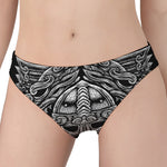 Black And White Odin With Wolfs Print Women's Panties