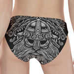 Black And White Odin With Wolfs Print Women's Panties